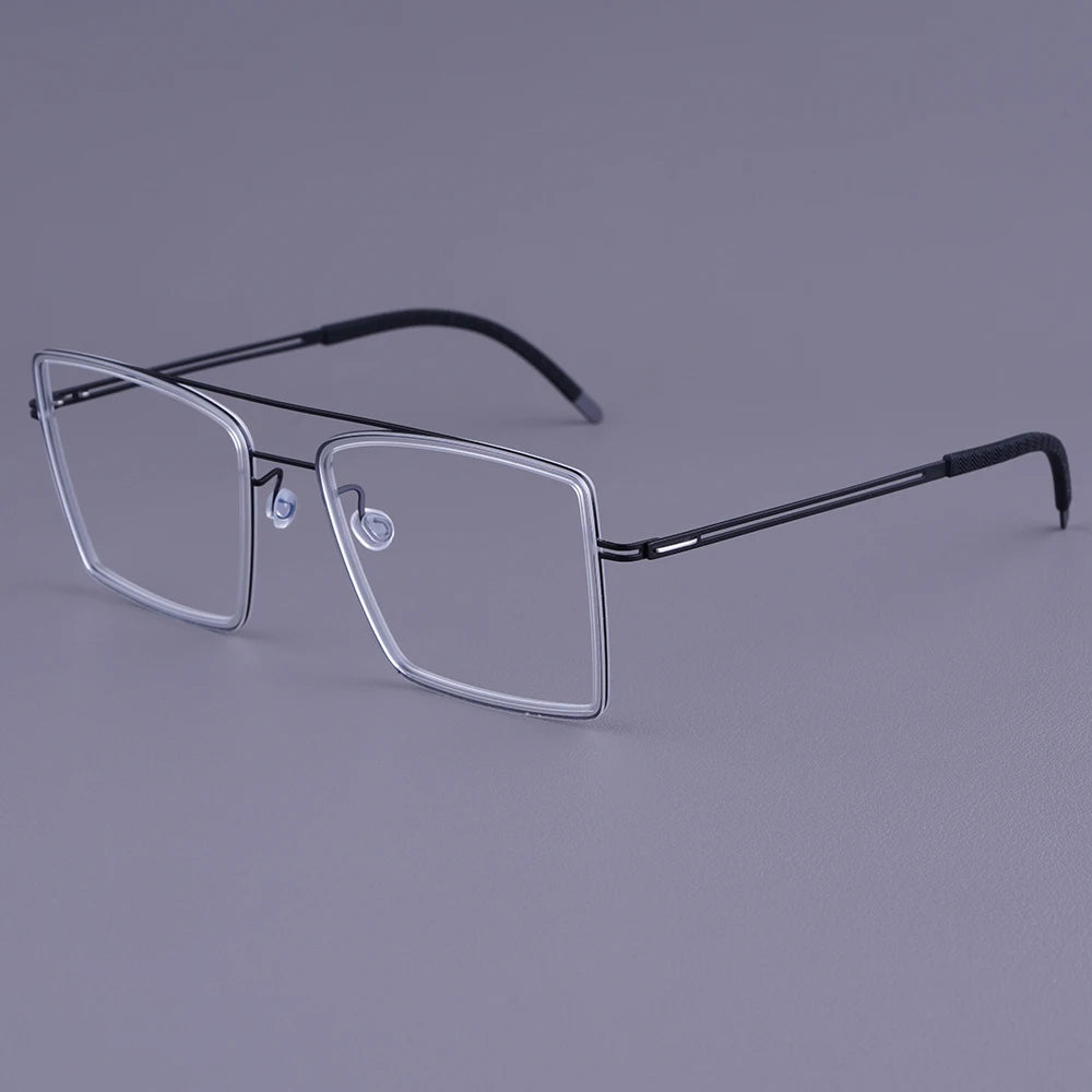 Oversized Double Bridge Titanium Acetate Eyeglasses Frame