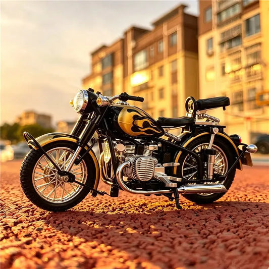 Diecast Retro Bobber Sidecar Motorcycle Model 1 to 10 Scale