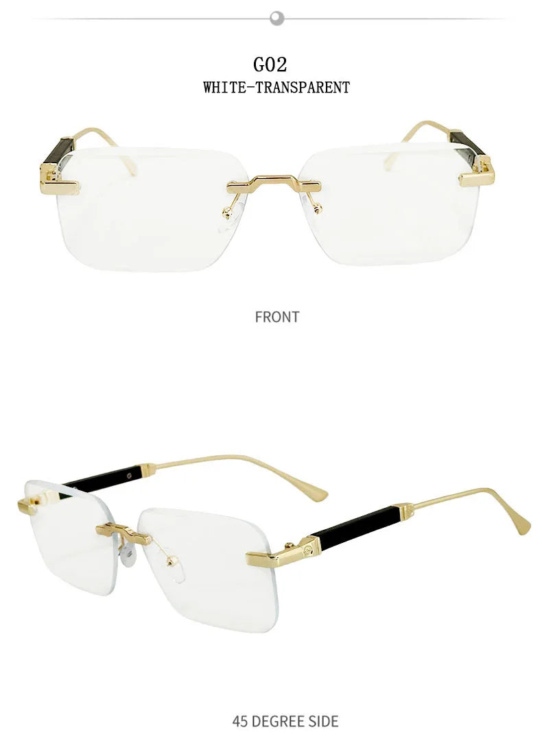 Rimless Square Sunglasses With UV400 Protection
