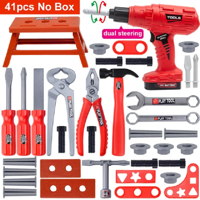 Toolbox Kit Educational Toys Simulation Repair Tools Toys Drill Plastic Game Learning Engineering Puzzle Toys Gifts For Boy