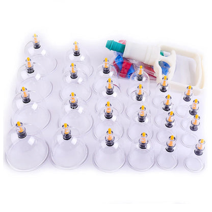 12/24 Cans Cups Chinese Vacuum Cupping Kit Pull Out Vacuum Apparatus Therapy Relax Massager Curve Suction Pumps