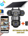 12MP 6K  Outdoor Solar 4G Camera Three Lens Three Screen PIR Motion Detection Cam Waterproof Night Vision Smart Security CCTV