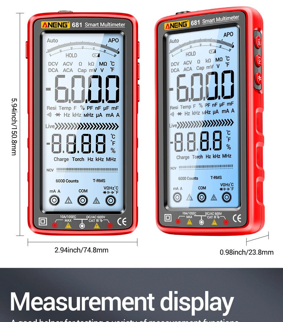 Rechargeable Digital Professional Multimeter Non-contact Voltage Tester AC/DC Voltage Meter LCD Screen Current Tester