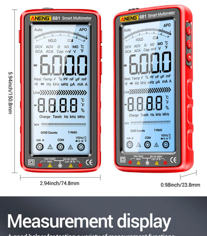 Rechargeable Digital Professional Multimeter Non-contact Voltage Tester AC/DC Voltage Meter LCD Screen Current Tester