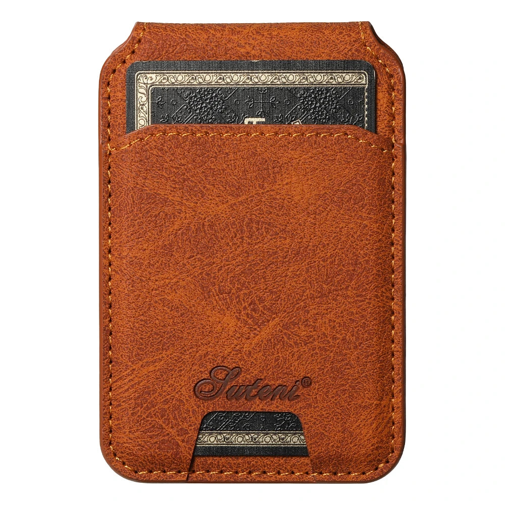 Leather for Magsafe Case for iPhone 16 15 Pro Max 16e 14 Plus 16Plus Bracket  Back Cover with Card Holder