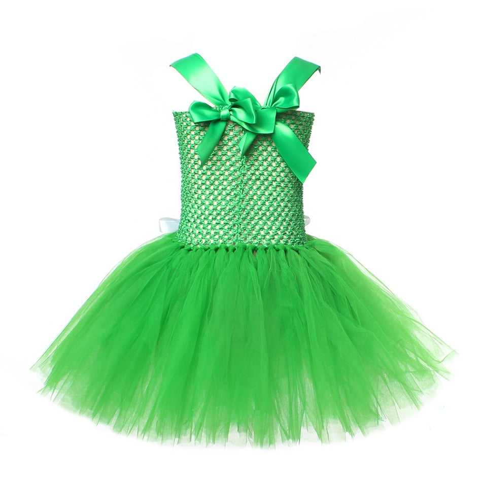 Sparkly Christmas Elf Tutu Dress for Girls Santa Claus Costumes for Kids Birthday Halloween Outfit Children Xmas Holiday Clothes