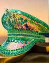 Green Rhinestone Wedding Festival Captain Hat Masquerade Military Cap Handmade Luxury Mucis Festiva lHen Do Hat Sergeant Hat