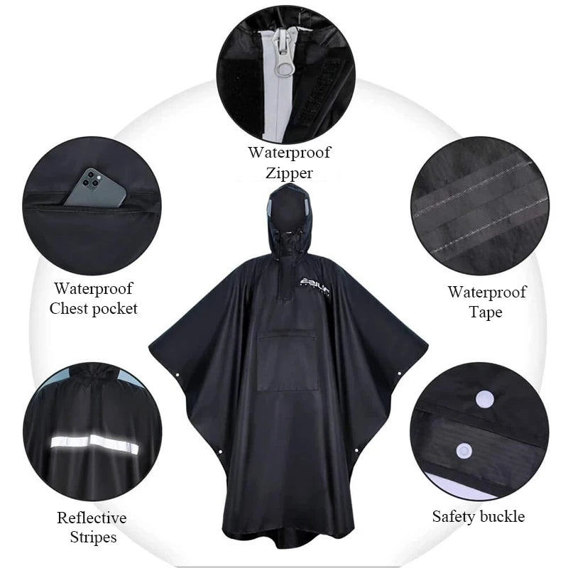3 in 1 Military Camouflage Waterproof Rain Poncho with Hood