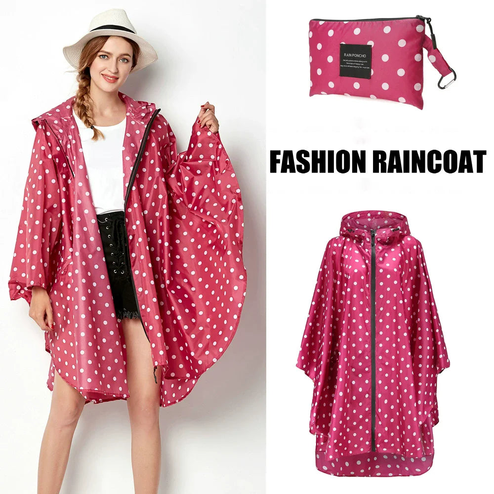 Lightweight Breathable Waterproof Rain Poncho with Belt and Storage Bag