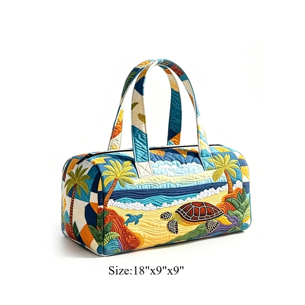 Quilted Duffel Bag Weekender Bag Cute Cat Tropical Floral Print Carry On Luggage Lightweight Bags for Beach Vacation Party Sport