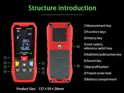 LM50G Handheld Green Laser Rangefinder Indoor and Outdoor Universal Measuring Electronic Ruler 50m 70m 100m