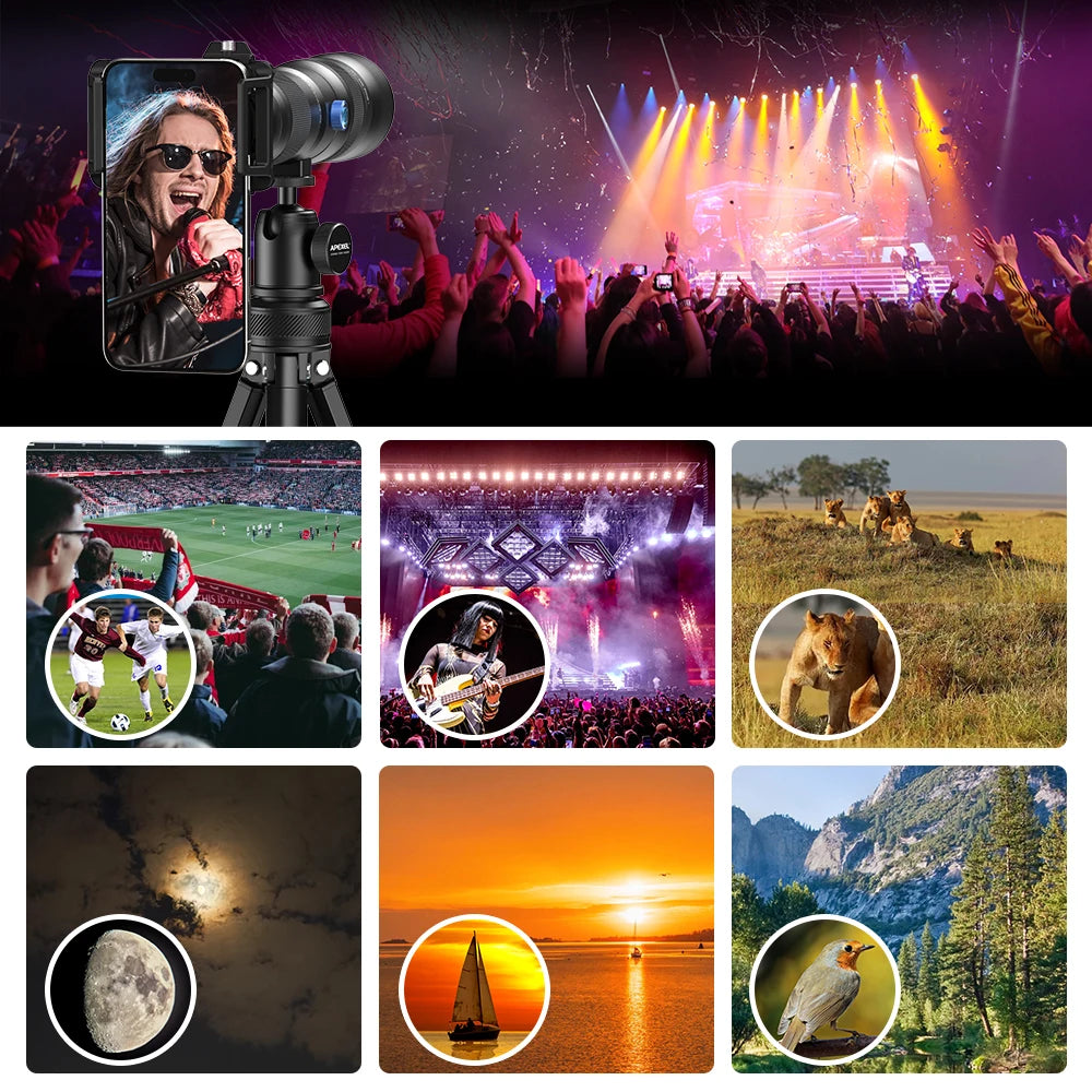 20X to 60X Mobile Phone Telephoto Zoom Lens with Metal Tripod