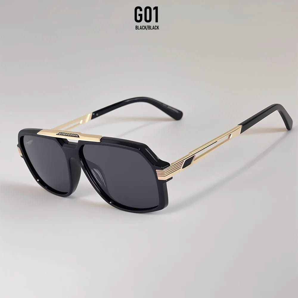 Square Metal Frame Sunglasses With UV400 Protection