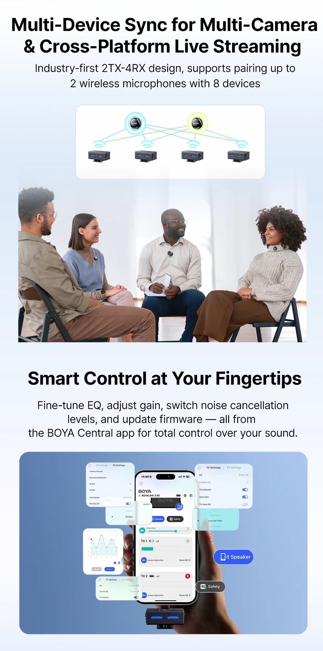 LINK 3 Wireless Lavalier Microphone for iPhone 15/16 Type-C Devices AI Noise Cancellation Lapel Mic for Video Recording