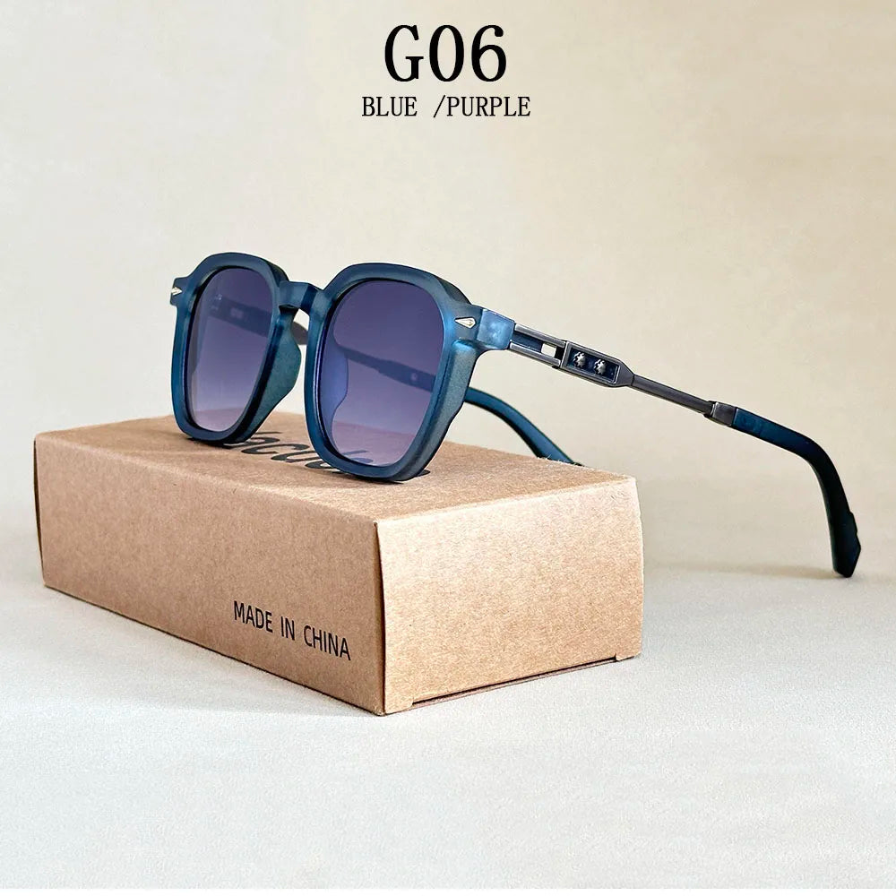 Vintage Square Acetate Frame Sunglasses With UV400 Protection