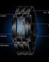 Business Men Stainless Steel Blue Binary Luminous LED Electronic Watch Displays Waterproof Fashion Women Led Watch