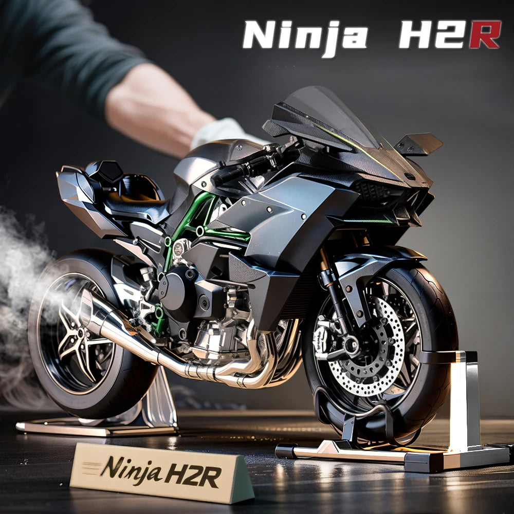 1:9 Kawasaki H2R Ninja With Spray Alloy Motorcycle Model Toy Vehicle Collection Sound and Light Off Road Autocycle Toys Car