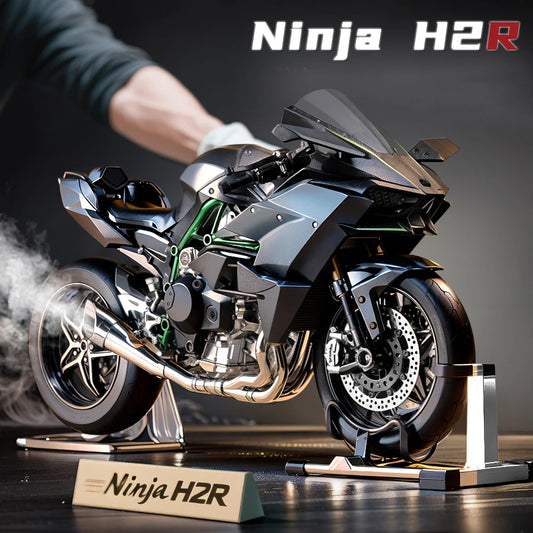 1:9 Kawasaki H2R Ninja With Spray Alloy Motorcycle Model Toy Vehicle Collection Sound and Light Off Road Autocycle Toys Car