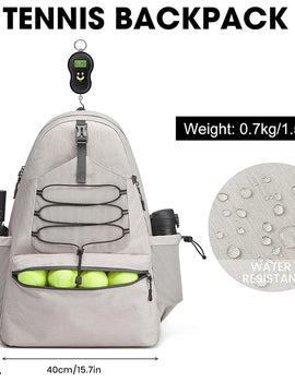 Tennis Bag Portable Tennis Backpack Large Capacity Ball Pack Racket Storage Daypack Outdoor Pickleball Bag with Shoe Compartment