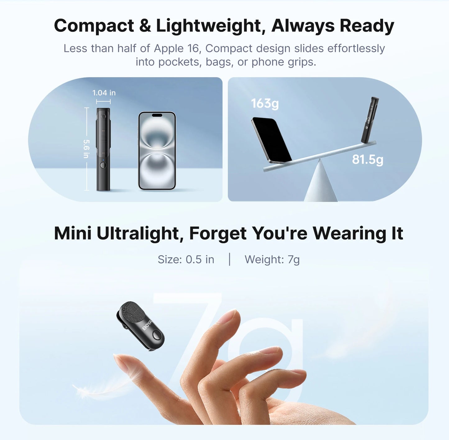 Magic Professional Wireless Lapel Microphone Shotgun/Desktop/Handheld Mic for iPhone Android Camera PC Video Recording