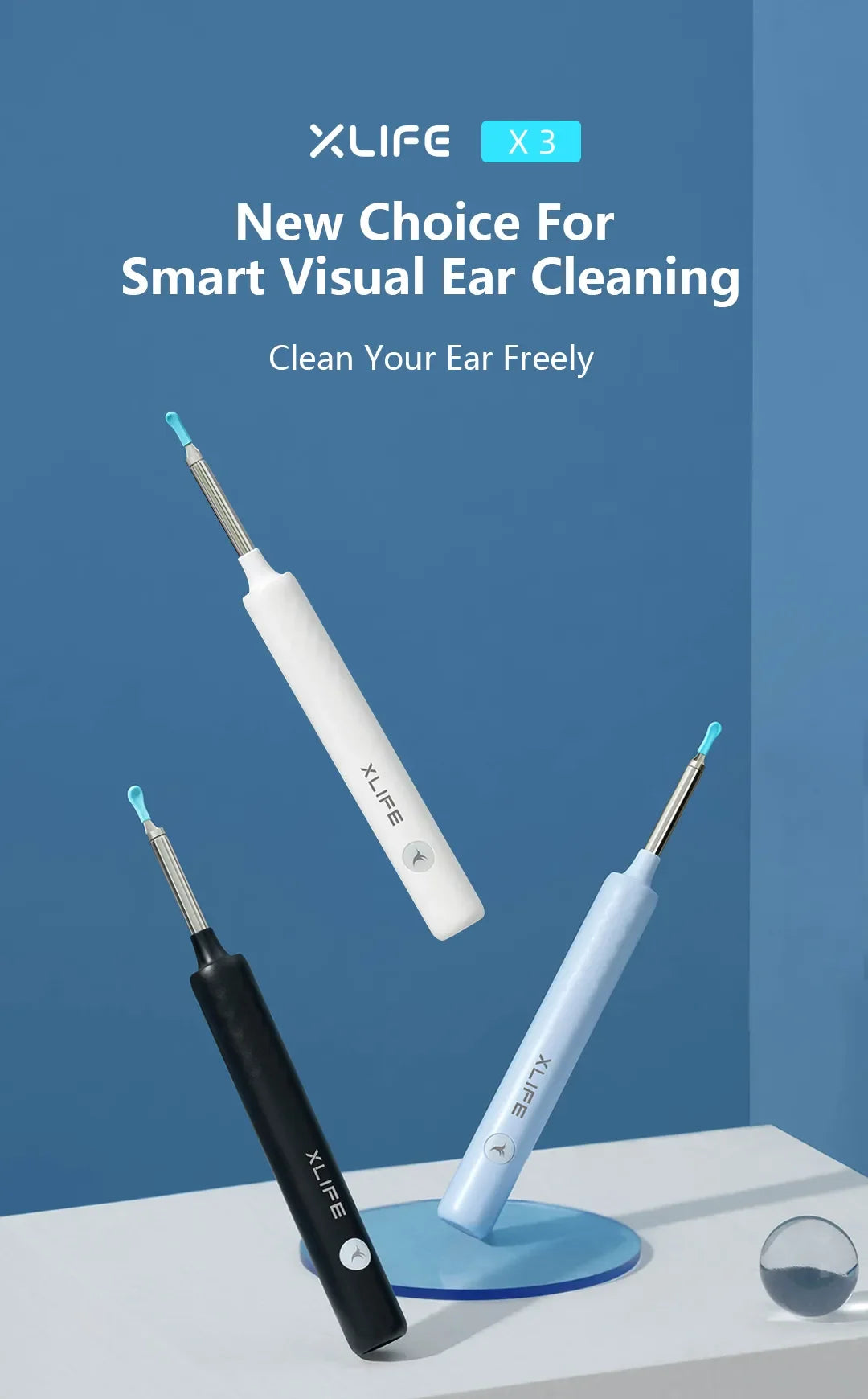 Xlife X3 Visual Earwax Remover With Camera,Smart Ear Cleaner 3.0 Mega Pixels Endoscope Otoscope For Earpick Health Care