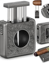Cigar Cutter,4 in 1 Multifunction V Cut Cutter with Cigar Punch,Cigar Holder & Twin Nubber,Suitable for Max 60 Ring Gauge Cigars