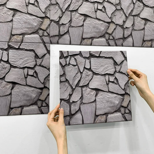 10pcs 3D Faux Stone Peel and Stick Wall Panel Self Adhesive Kitchen Tile Backsplash 3D Wall Sticker Tile Sticker 30cm x 30 cm