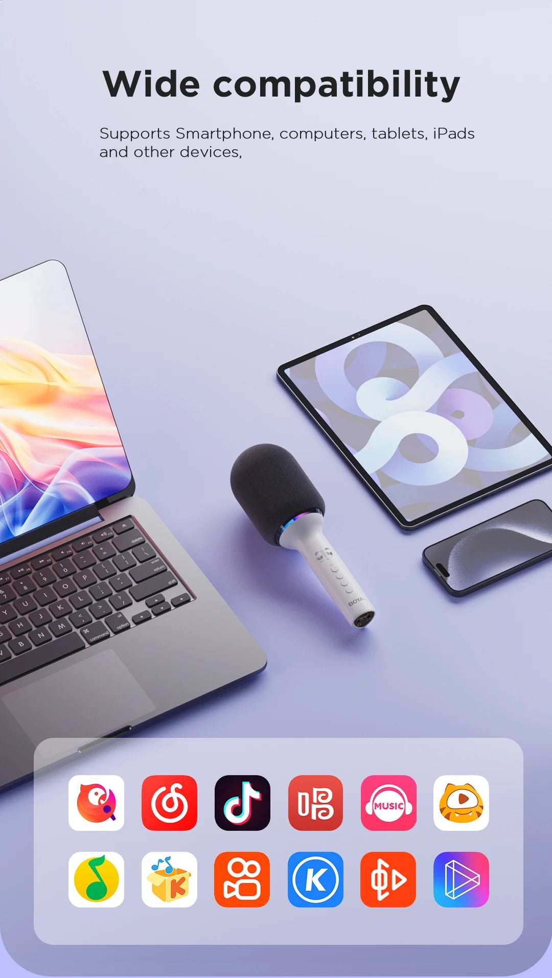 K11 Wireless Bluetooth Karaoke Microphone Portable Handheld Mic Speaker Machine Home Party Birthday Home KTV for Smartphone