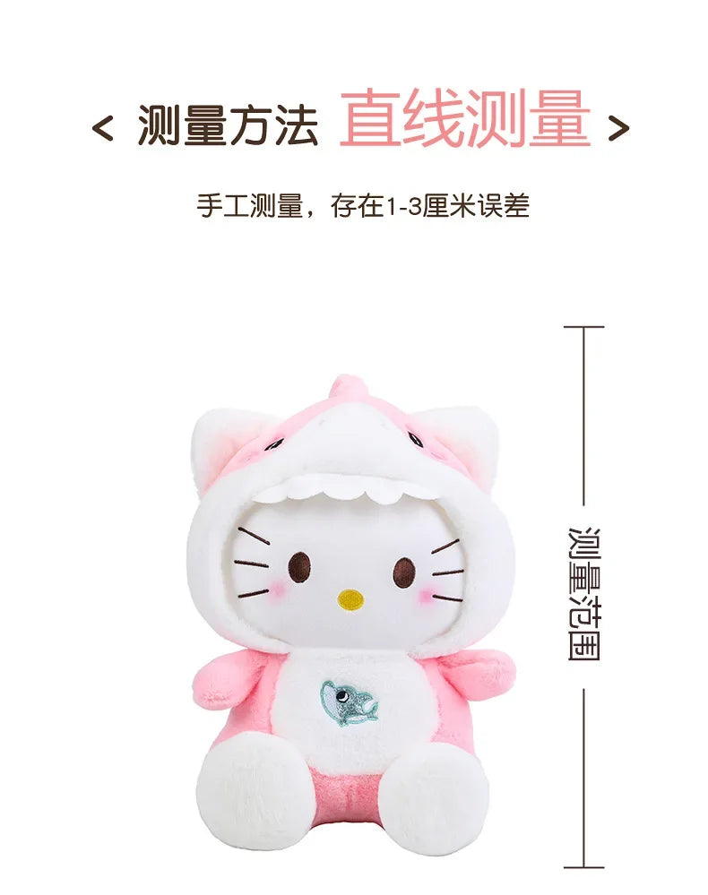 60cm Sanrio Shark Hello Kitty Cat Plush Toys Cartoon KT Cat Plushie Doll Soft Stuffed Anime Pillow Birthday Gifts for Kids Girls