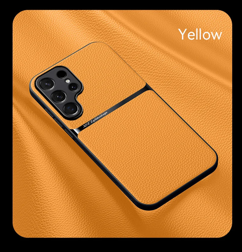 Car Holder Leather Shockproof Phone Case For Samsung S25 Ultra S23 S24 Ultra Plus Cover