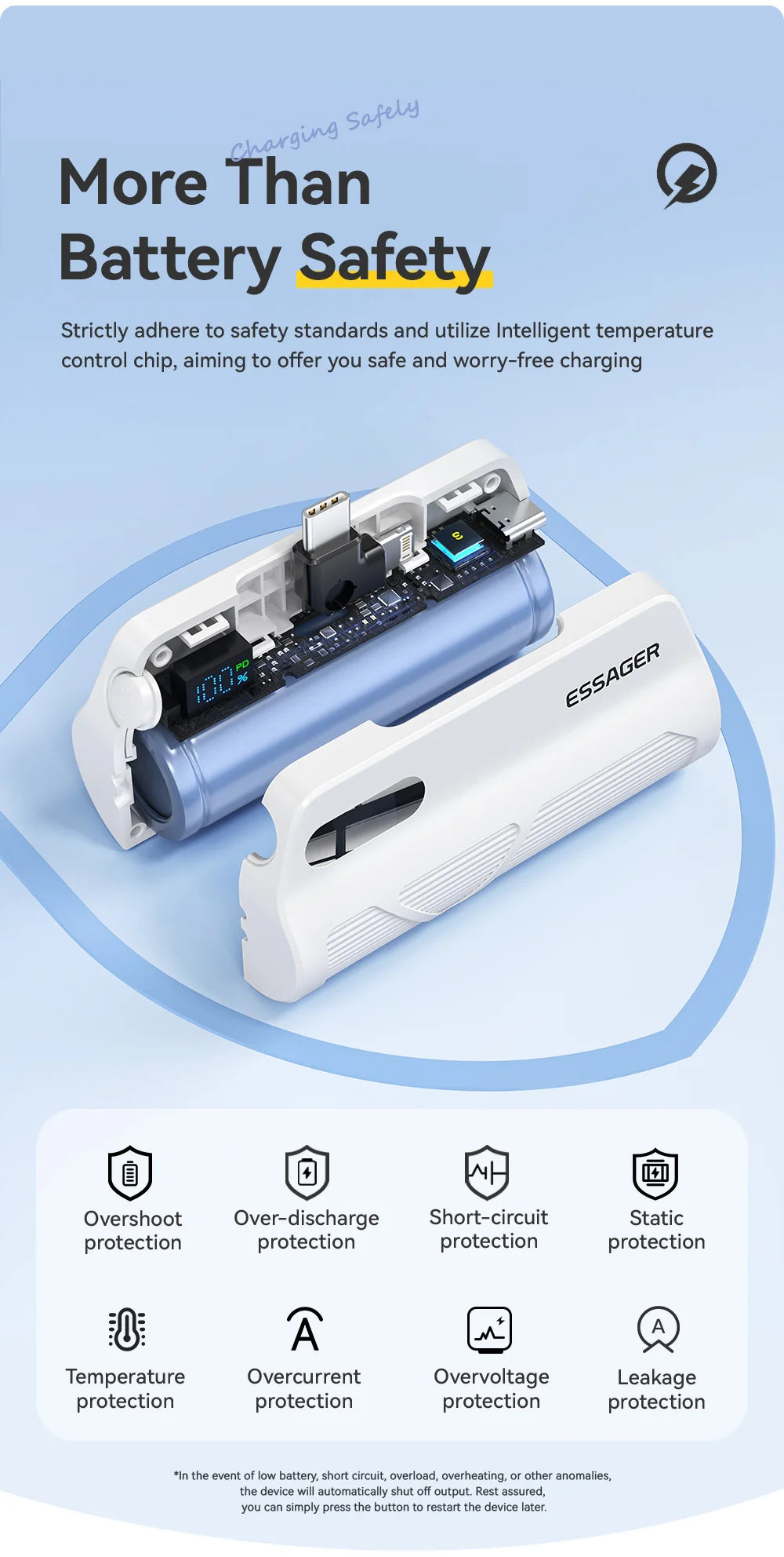 5000mAh Mini Capsule Power Bank 20W PD Fast Charging with Built-in Lightning & USB-C Plug Portable Charger