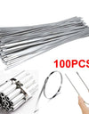 100Pcs 304#Stainless Steel Cable Ties 4.6mm Heavy Duty Self-Locking Cable Zip Tie Multi-Purpose Metal Exhaust Wrap Locking Ties