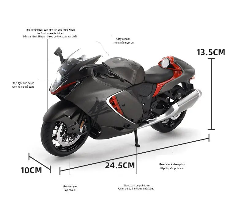 Diecast Suzuki Hayabusa GSX1300R Motorcycle Model 1 to 9 Scale
