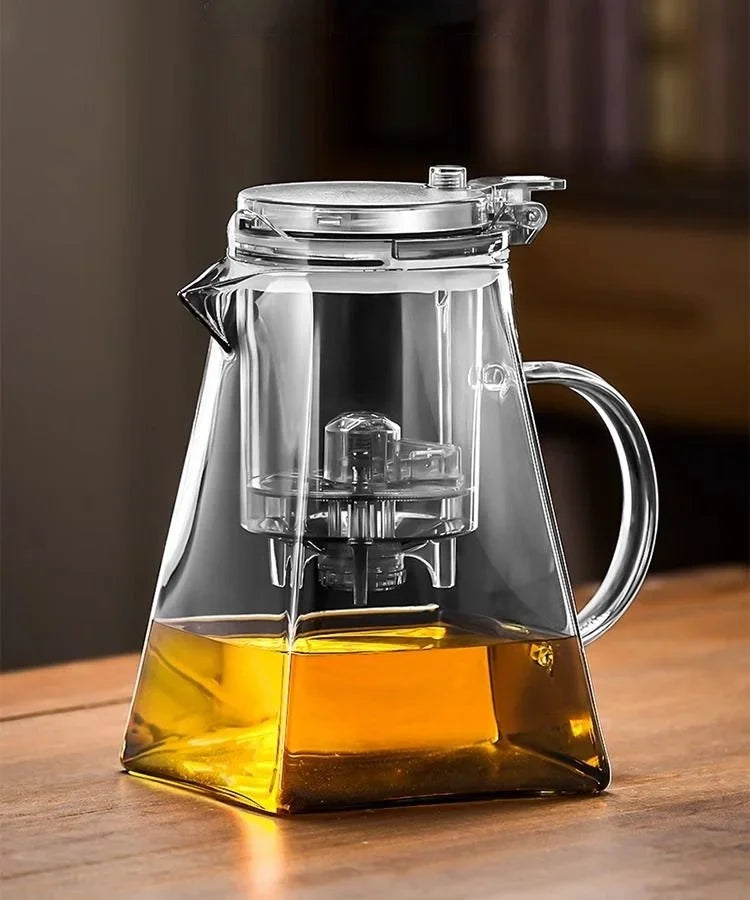 High Borosilicate Glass Tea Pot with One Touch Tea Separation Filter 1000ml