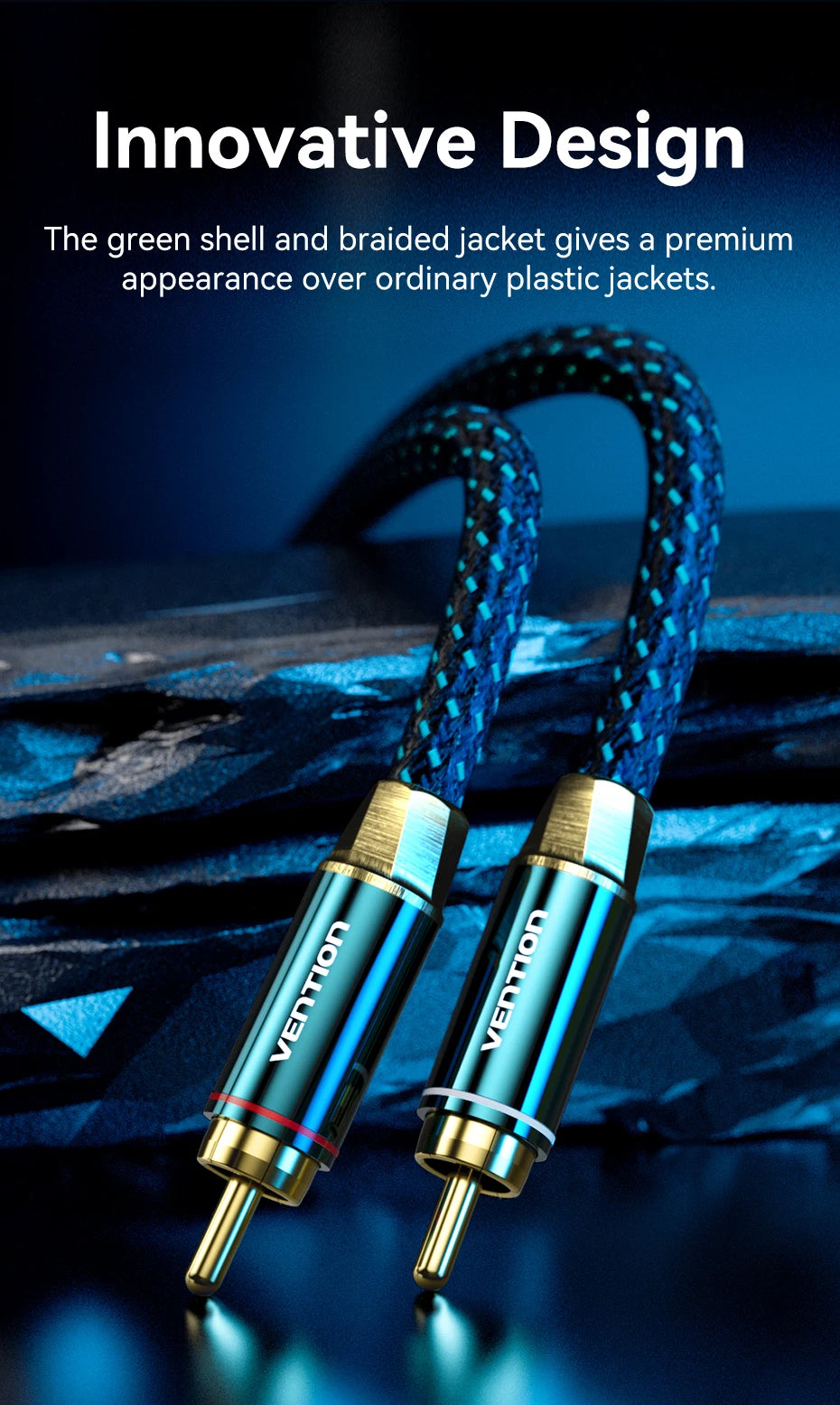 2RCA to 2RCA Audio Cable Hi-Fi Multi-layer Shield Cotton Braided RCA Cable For TV CD Player DVD Player Amplifier Speaker