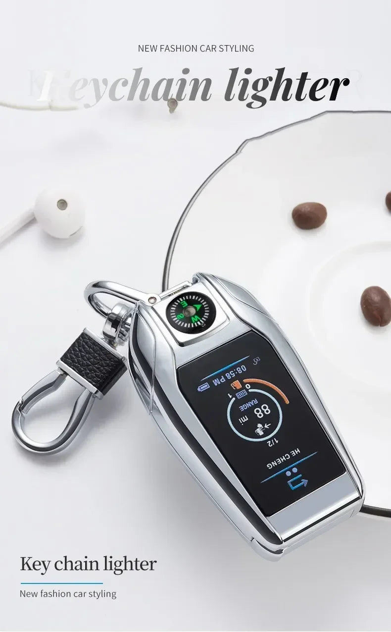 Keychain Windproof Lighter Cool Car Key Model Black Technology Multifunctional Igniter Gift Boyfriend A Trendy Look
