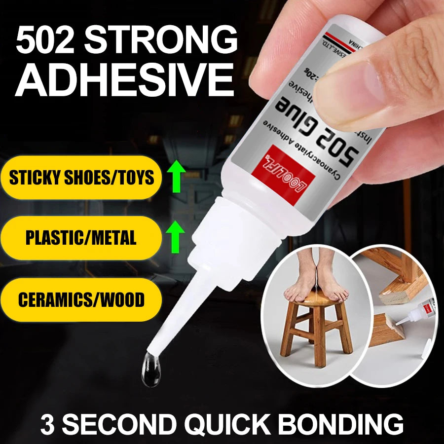1-5pcs 502 Super Glue Instant Quick-drying Cyanoacrylate Adhesive Leather Rubber Wood Metal Strong Bond Liquid Glue Tool