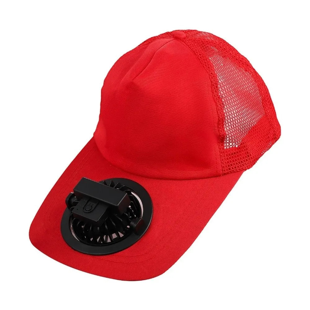 Solar Fan Baseball Cap With Rechargeable Battery
