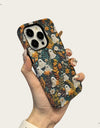 Cute Cartoon Embroidery Effect Ghost Flower Phone Case For iPhone 16 15 Pro Max Plus Double-deck Cover Protection Funda