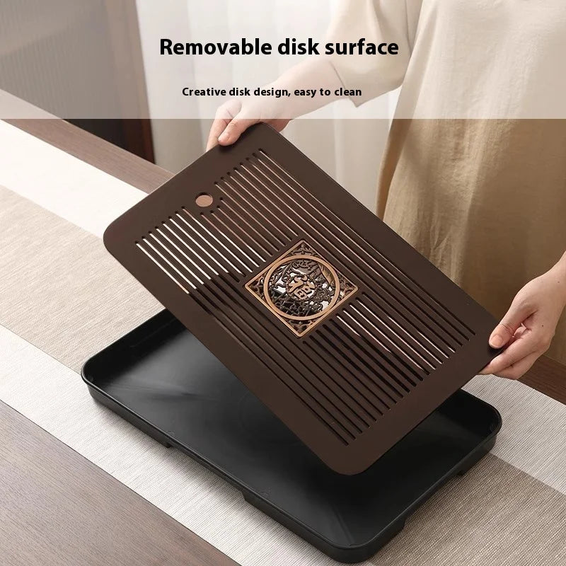 Bamboo Tea Tray Portable Dishes Rectangle Tea Ceremony Chaban Tea Chaban Tea Table Dual Purpose Drainage Water Storage