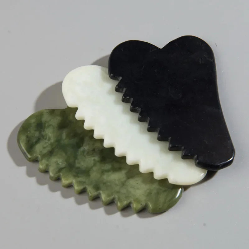 Jade Stone Gouache Scraper Sawtooth Gua Sha Massage Tools For Body Meridian Scraping Face Lifting Slimming Skin Detox Beauty SPA