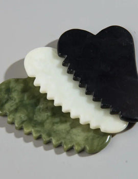 Jade Stone Gouache Scraper Sawtooth Gua Sha Massage Tools For Body Meridian Scraping Face Lifting Slimming Skin Detox Beauty SPA