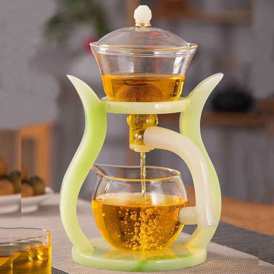 Artifact Lazy Kung Fu Tea Set Heat-resistant Glass Teapot Tea Infuser Coffee Automatic Magnetic Teaware Drinkware