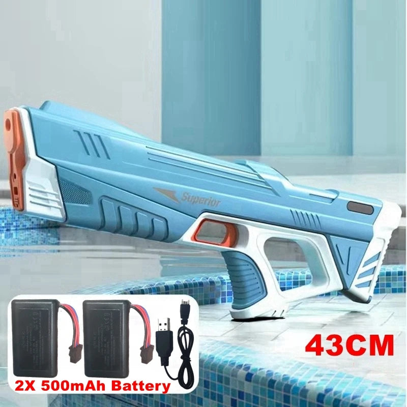 Full Automatic Electric Water Gun 43cm Portable Rechargeable Water Blaster for Outdoor Activities