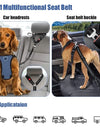 2-in-1 Dog Car Seatbelt Headrest Restraint Adjustable Reflective Pet Safety Seat Belt Clip Buckle Tether Large Medium Small Dogs