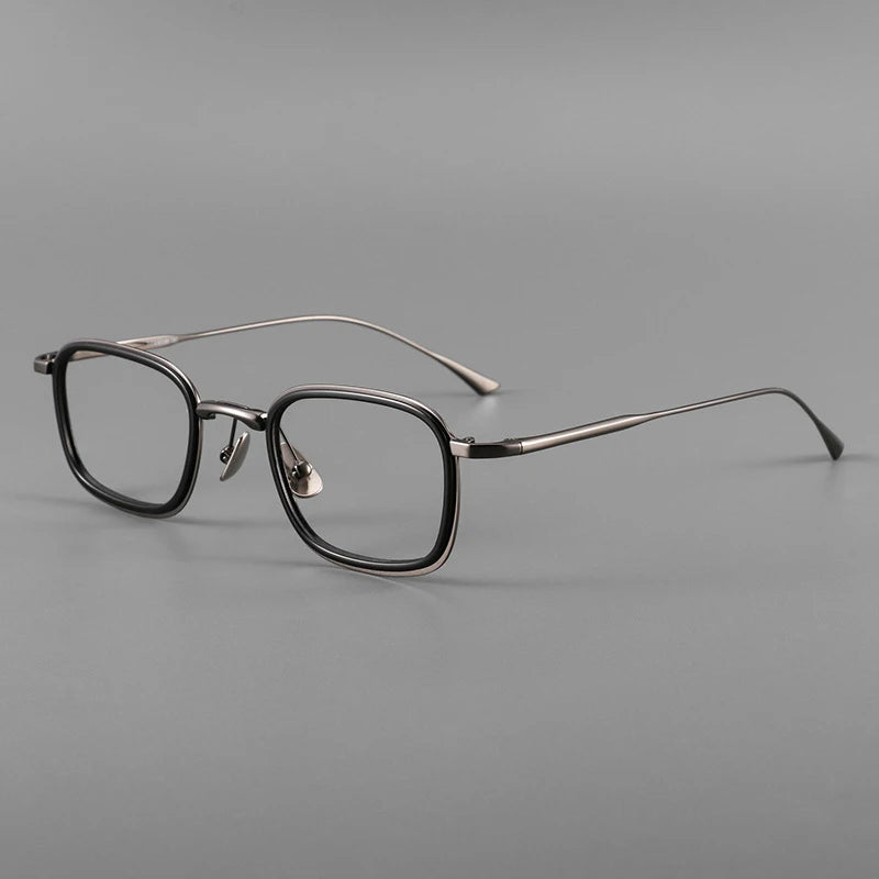Fashion Square Luxury Acetate Pure Titanium Eyewear Reading Business Retro Optical Prescription Eyeglasses Frame Men