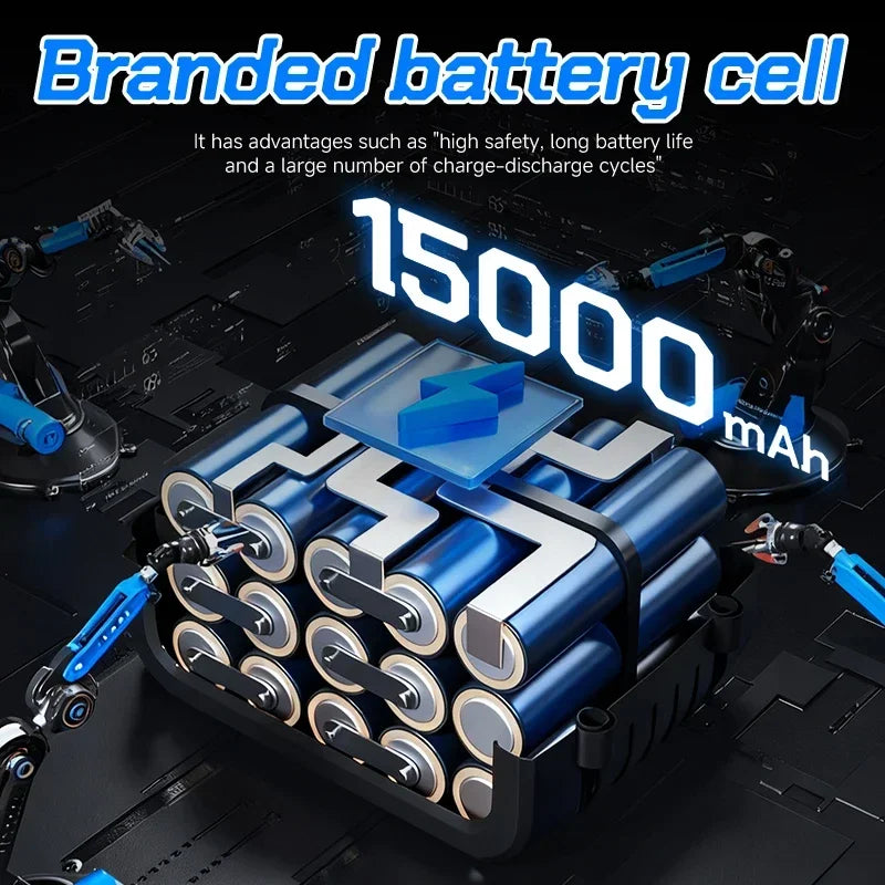 15000mAh Turbo Fan Jet 5 Speeds Adjustable Powerful Air Blower About 600g Thrust Compressed air Duster for Car Dryer/Home Clean