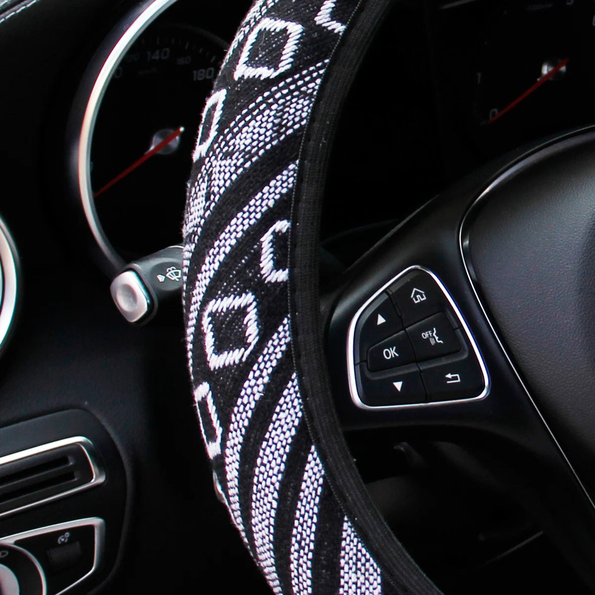 Bohemian Linen Fabric Car Steering Wheel Cover 37CM 38CM