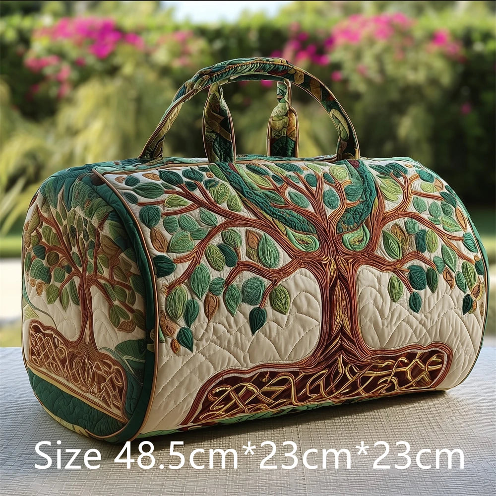 Vibrant Tree of Life 3D Quilted Duffel Bag Colorful Rainbow Leaves Print Travel Weekender Artistic Boho Gym Yoga Bag Men Women