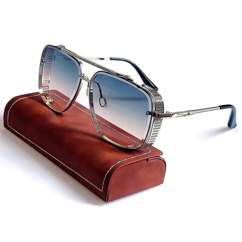 Vintage Steampunk Square Sunglasses With UV400 Protection